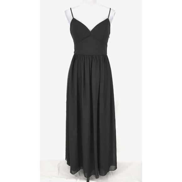 Bisou Bisou Michele Bonhot Gown Dress Womens 6 Black Chiffon Strappy Prom New - Picture 1 of 15